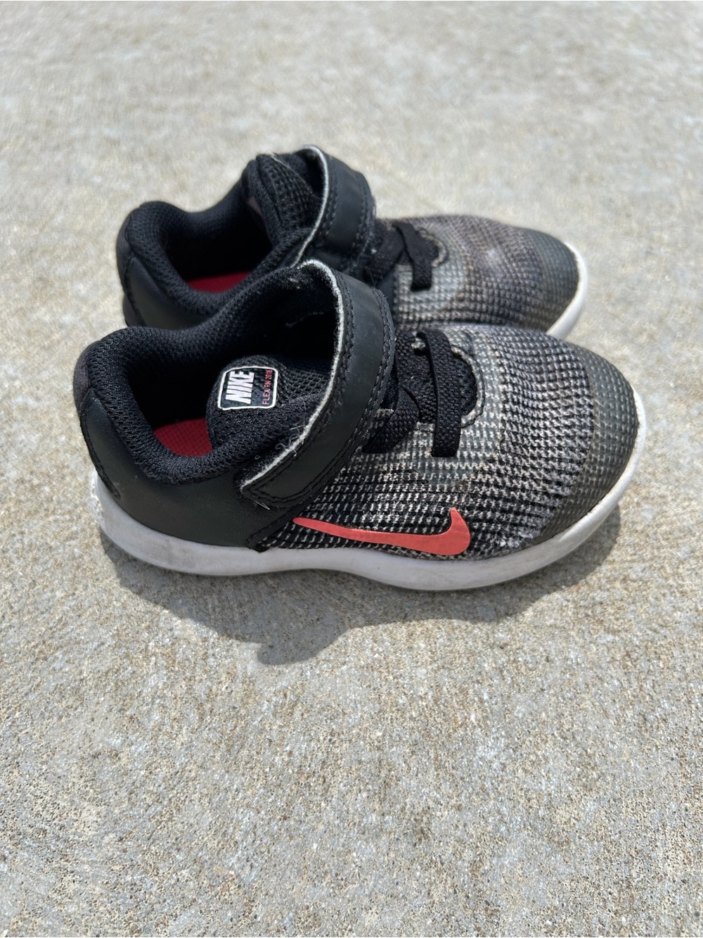 Nike Kids Black Knit Sneakers with Coral Swoosh